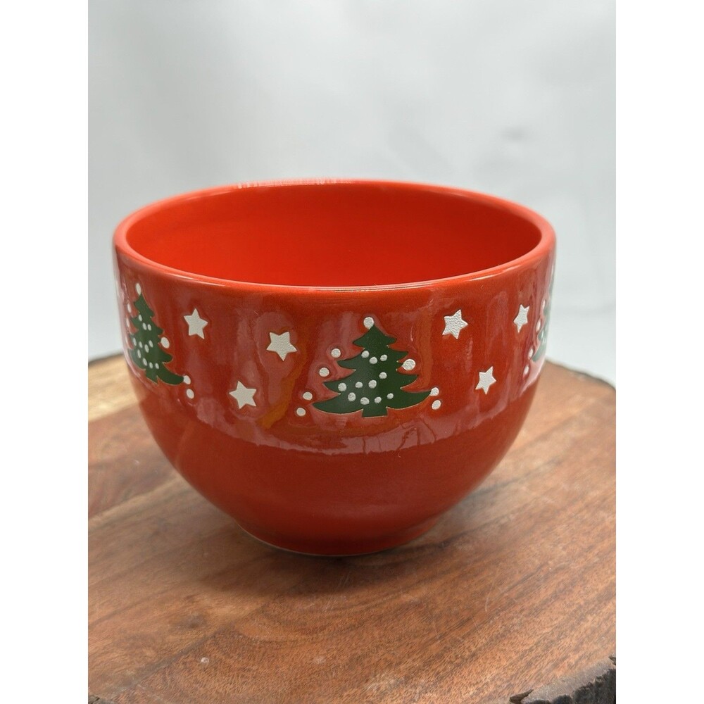 Vintage Waechtersbach Germany Red Christmas Tree Bowl Stars